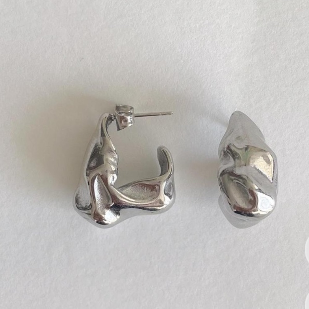 Silver studs, statement earrings. hammered texture